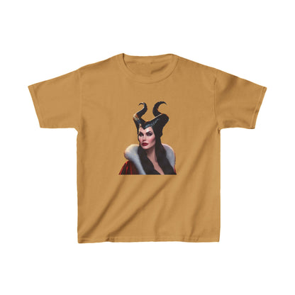 Elegant Maleficent Kids Tee in golden hue showcasing a captivating image of Maleficent, ideal for children to express their inner villain.