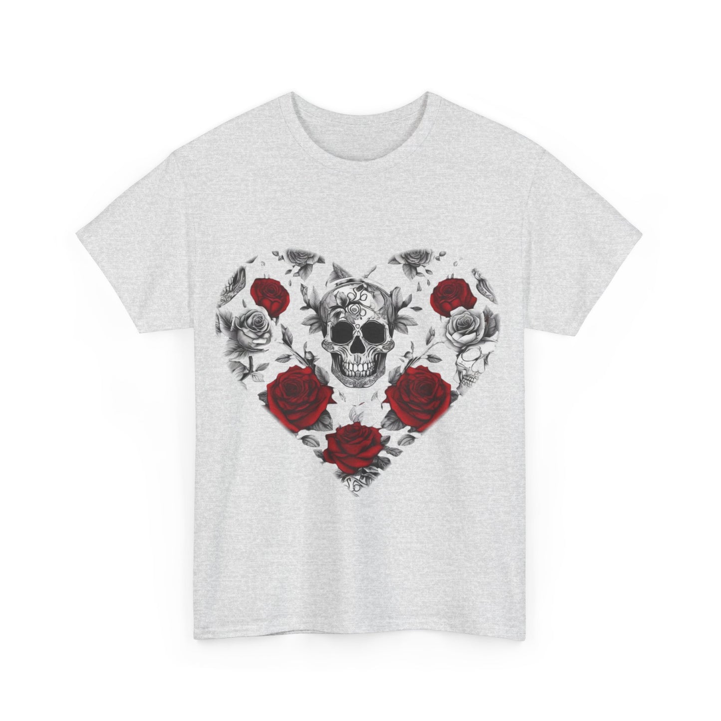 Skulls and Roses Cotton Tee, Unisex Graphic Shirt, 7 color choice