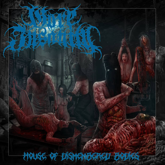Luxury album cover of House Of Dismembered Bodies by Gore Insanity, released under Rancid Offal Records, featuring intricate artwork evocative of the death metal genre.