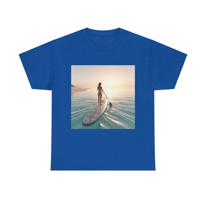 Luxurious Dazzling Dreams Paddle Board T-Shirt featuring vibrant paddleboarding design, ideal for water enthusiasts by Dazzling Dreams Studio.