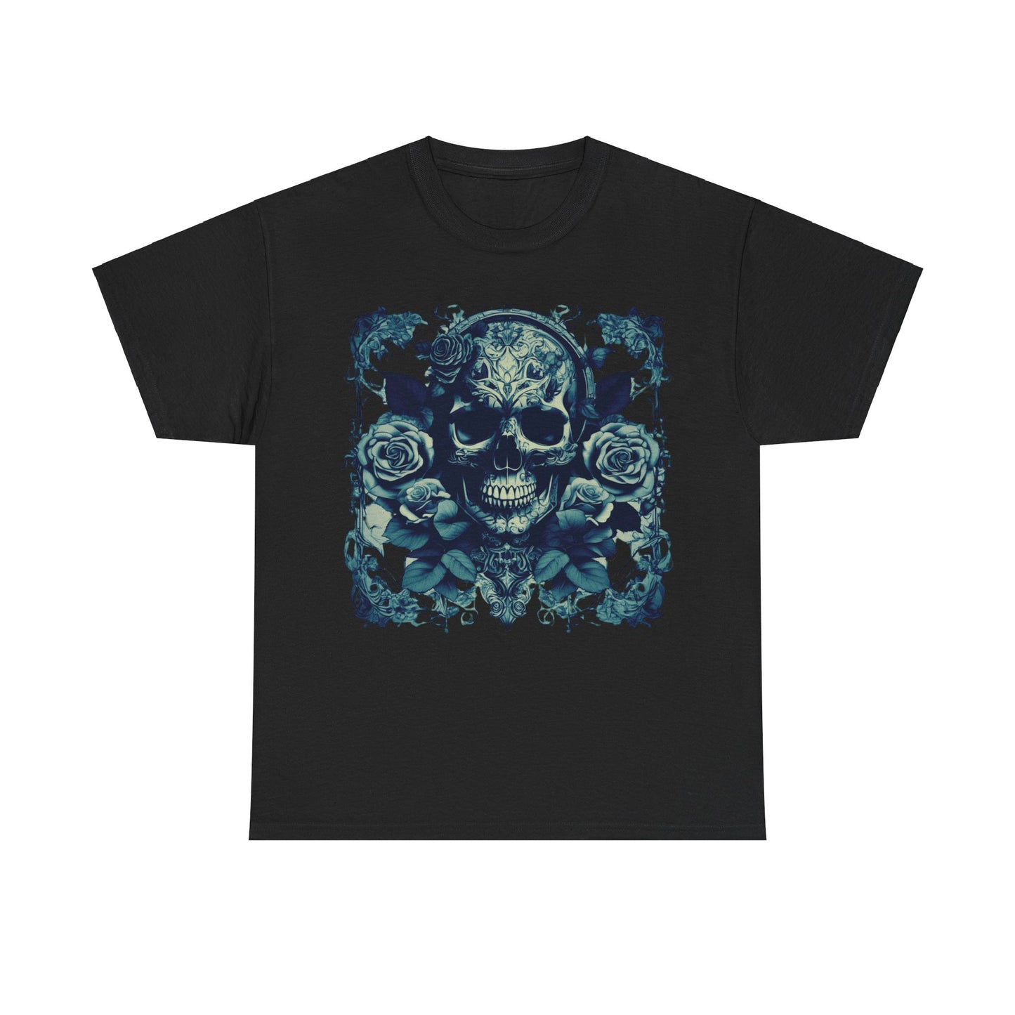 Skulls and Roses Cotton Tee, Unisex Graphic Shirt, 7 color choice