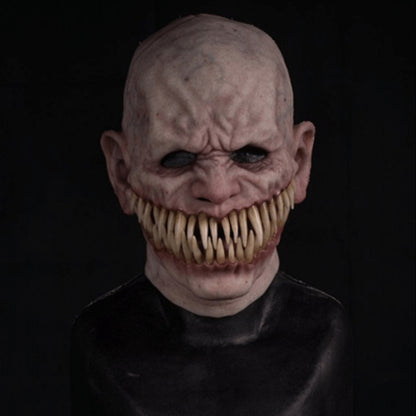 Premium Halloween Horror Latex Balaclava Mask in a frontal view, highlighting its realistic texture and menacing features, suitable for enhancing Halloween costumes and theatrical performances.