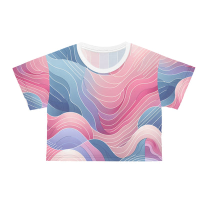 Pastel Euphoria Gradient Crop Top by Dazzling Dreams Studio showcasing a delicate gradient design in soft pastel shades of pink, purple, and blue.