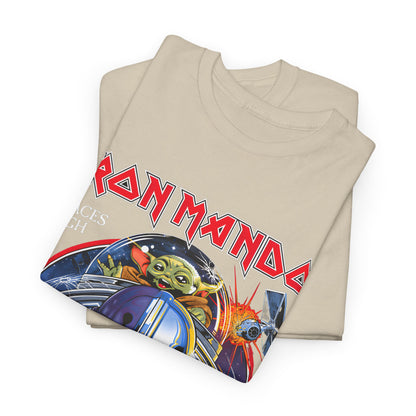 Folded view of the Iron Mando graphic tee, elegantly displaying the iconic Mandalorian design, perfect for fashionable fans.