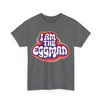 I Am The Eggman Graphic T-Shirt in dark grey, featuring a bold and artistic design, ideal for those who appreciate a blend of style and nostalgia.