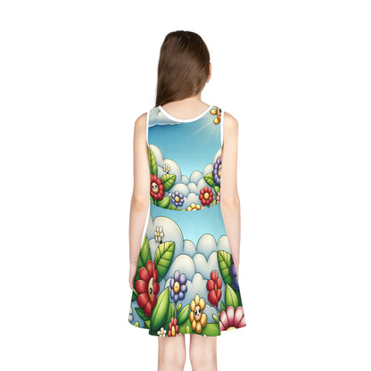 Luxury Bella Papillon Girls Floral Sundress by Dazzling Dreams Studio, showcasing vibrant summer colours and whimsical floral designs, perfect for special occasions and summer adventures.