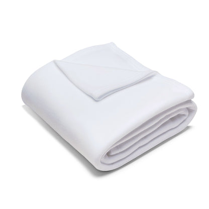 Elegant folded Decorative and Warm Christmas Arctic Fleece Blanket showcasing its soft texture and luxurious quality in pristine white.