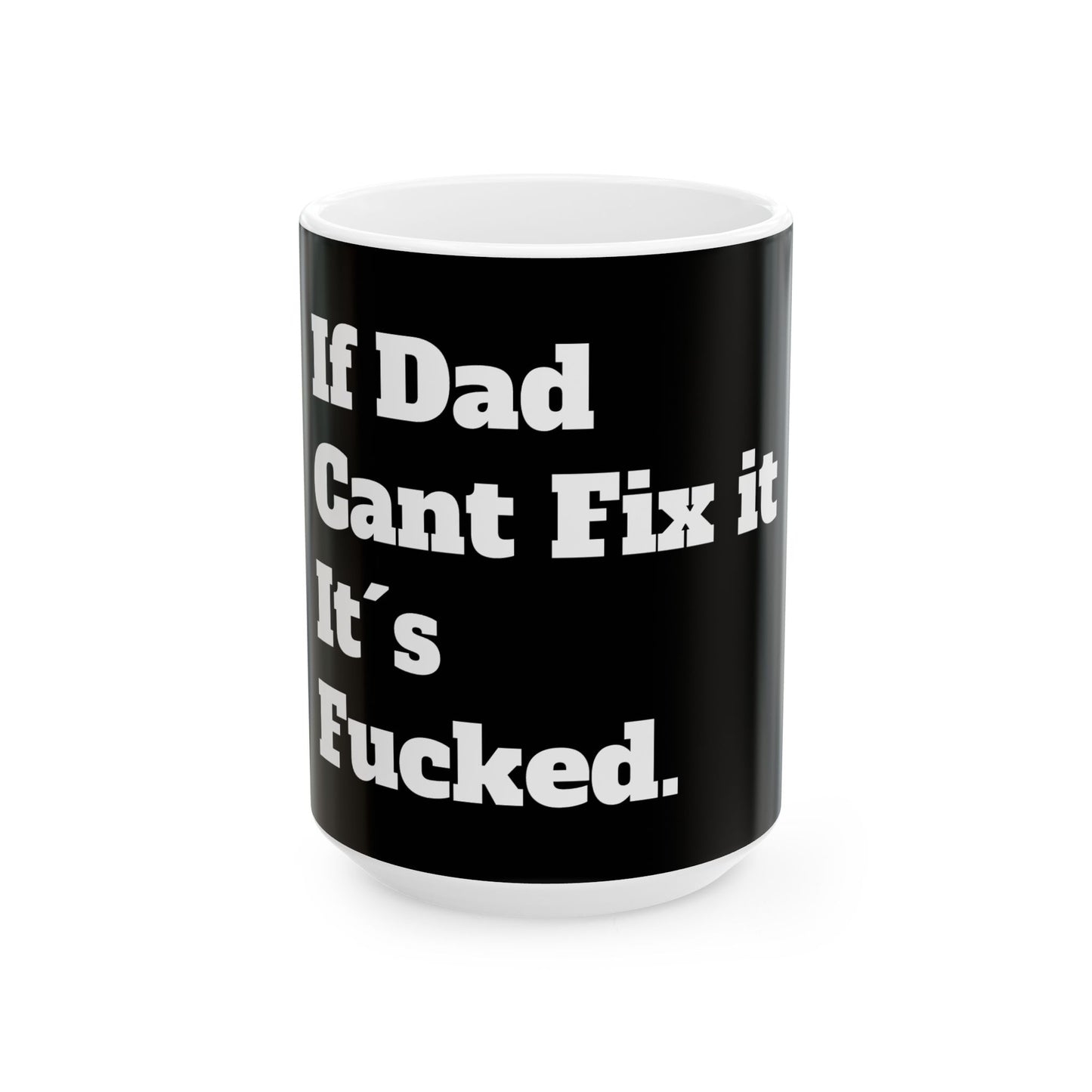 A glossy Inappropriate Slogan Ceramic Mug, showcasing a funny office slogan ideal for humorous birthday or Secret Santa gifts.