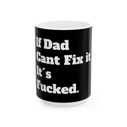 A glossy Inappropriate Slogan Ceramic Mug, showcasing a funny office slogan ideal for humorous birthday or Secret Santa gifts.