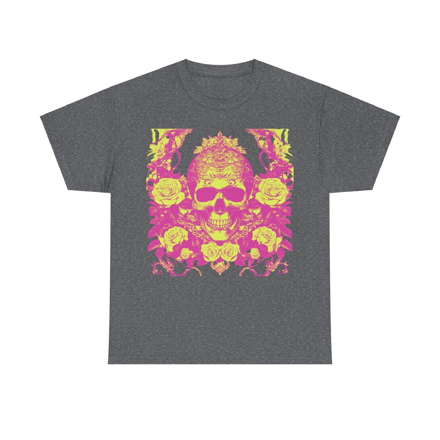 Skulls and Roses Cotton Tee, Unisex Graphic Shirt, 7 color choice