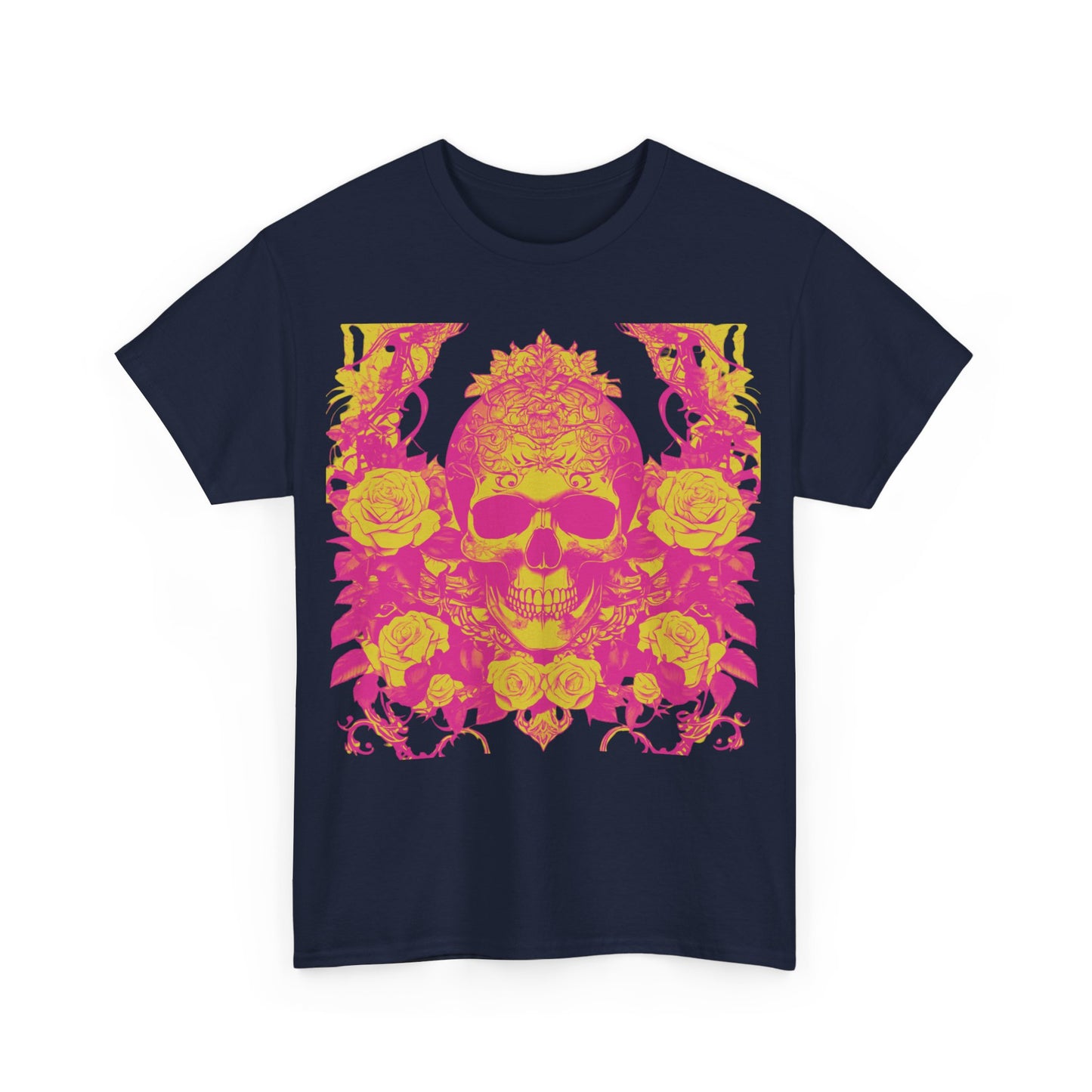 Skulls and Roses Cotton Tee, Unisex Graphic Shirt, 7 color choice