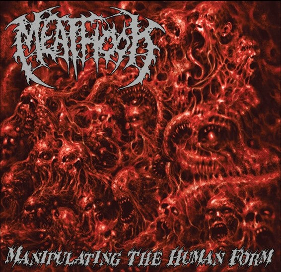 Meathook - Manipulating The Human Form album cover, featuring an intricate and disturbing artwork that represents the essence of Death Metal, officially licensed by Rancid Offal Records, highlighting the dark themes and artistic vision of the band.