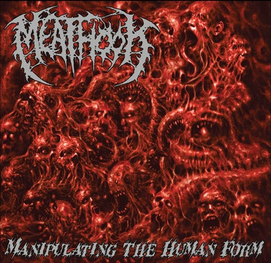 Meathook - Manipulating The Human Form album cover, featuring an intricate and disturbing artwork that represents the essence of Death Metal, officially licensed by Rancid Offal Records, highlighting the dark themes and artistic vision of the band.