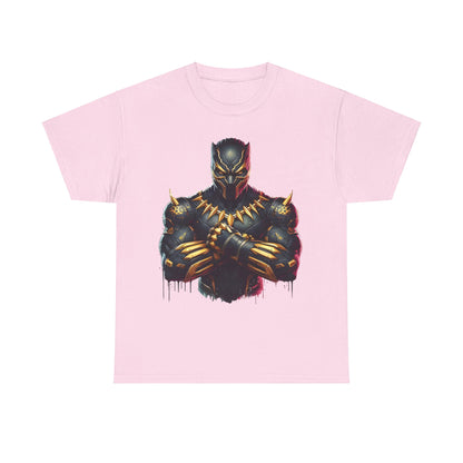 Elevate Your Style With The Black Panther Unisex Graphic Tee – Iconic Marvel Superhero Design with an elegant Black Panther graphic on a soft pink tee.