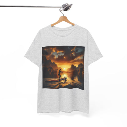 Luxury Paddle Boarding T-Shirt by Dazzling Dreams Studio displayed against a scenic outdoor backdrop, capturing the spirit of adventure and nature.