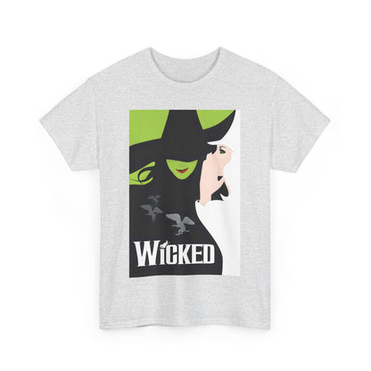 Front view of the Wicked Movie Logo Graphic Unisex T-Shirt - Premium Cotton Fashion Tee for Fans, featuring a vibrant graphic of the iconic Wicked characters.