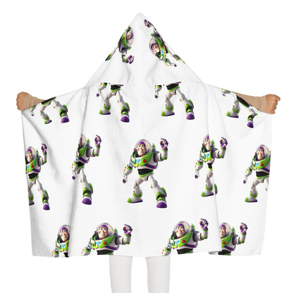 Elegant Child's Hooded Towel themed around Toy Story Buzz Lightyear, ideal for children, wrapping them in fun and luxury after bath time.