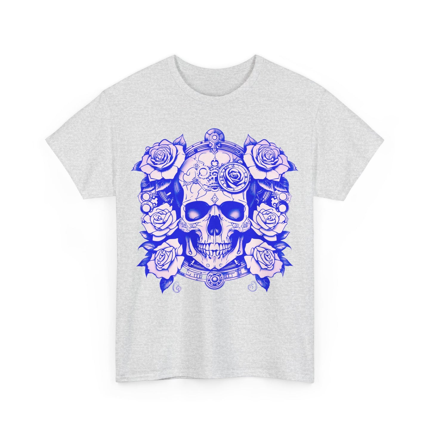 Skulls and Roses Cotton Tee, Unisex Graphic Shirt, 7 color choice