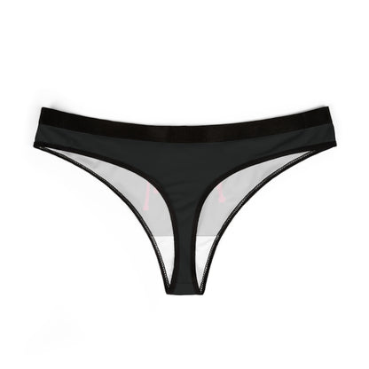 Artfully crafted black thong briefs with a captivating pink 'PUSSY' print, showcasing a blend of boldness and comfort for the modern woman.