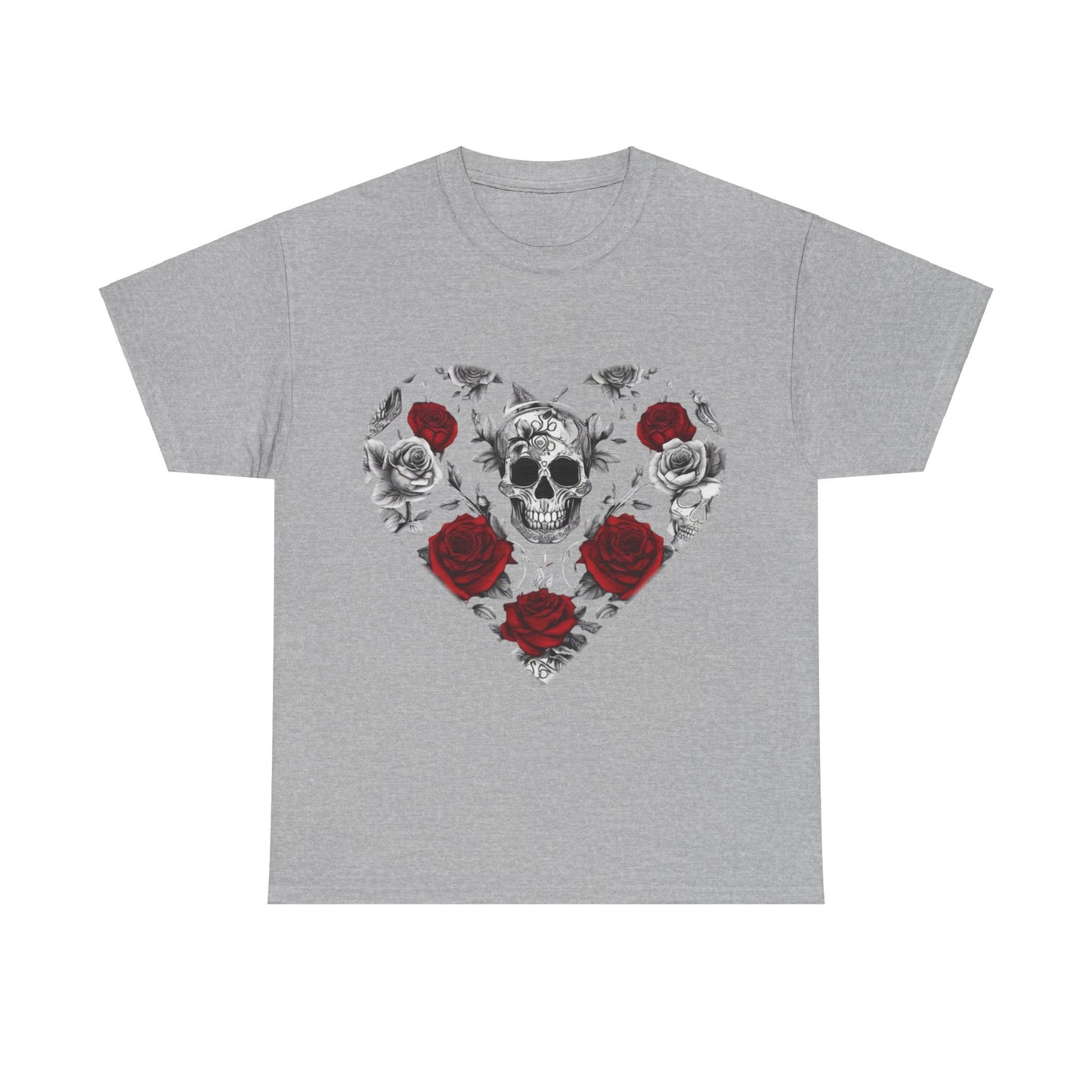 Skulls and Roses Cotton Tee, Unisex Graphic Shirt, 7 color choice