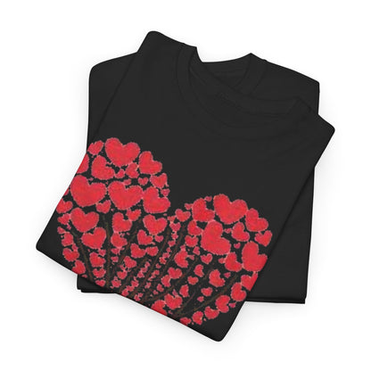 Chic Valentine's Day Lovers Gift: Stylish Graphic T-Shirt for Men and Women, adorned with a heart tree motif, perfect for expressing love and affection.