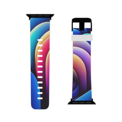 A stylish wrist adorned with the DesignVistaCastle Neon Apple Watch Band by Dazzling Dreams Studio, showcasing its vibrancy and modern design.