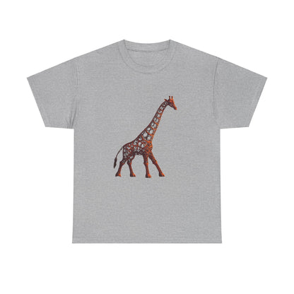 Stylish Unisex Giraffe Graphic Tee in grey showcasing an intricate giraffe graphic, a perfect blend of art and fashion.