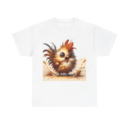 Explosive Joy Tee - Cartoon Bird Edition showcased on a white unisex cotton t-shirt with a delightful cartoon bird bursting with personality, symbolizing playfulness and happiness.