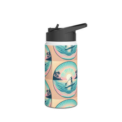 Beautiful Fantasy Paddleboarding Stainless Steel Water Bottle highlighting artistic oceanic landscape, essential for premium outdoor excursions.