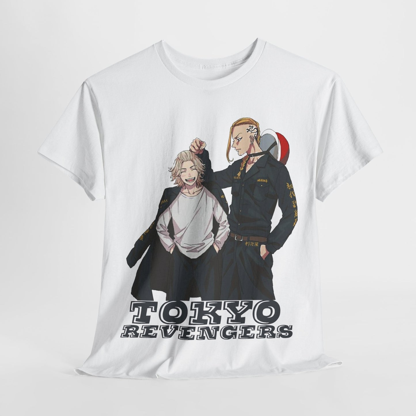 Luxurious Tokyo Revengers Men's T-Shirt featuring a stylish graphic of two anime characters, perfect for anime enthusiasts and streetwear fashion.
