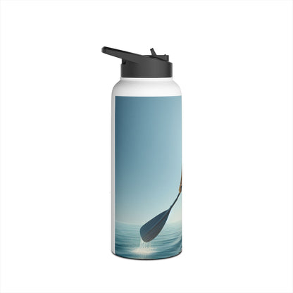 Fantasy Paddleboarding Stainless Steel Water Bottle with an elegant image of a paddle within tranquil waters, combining style and function for paddleboarding aficionados.