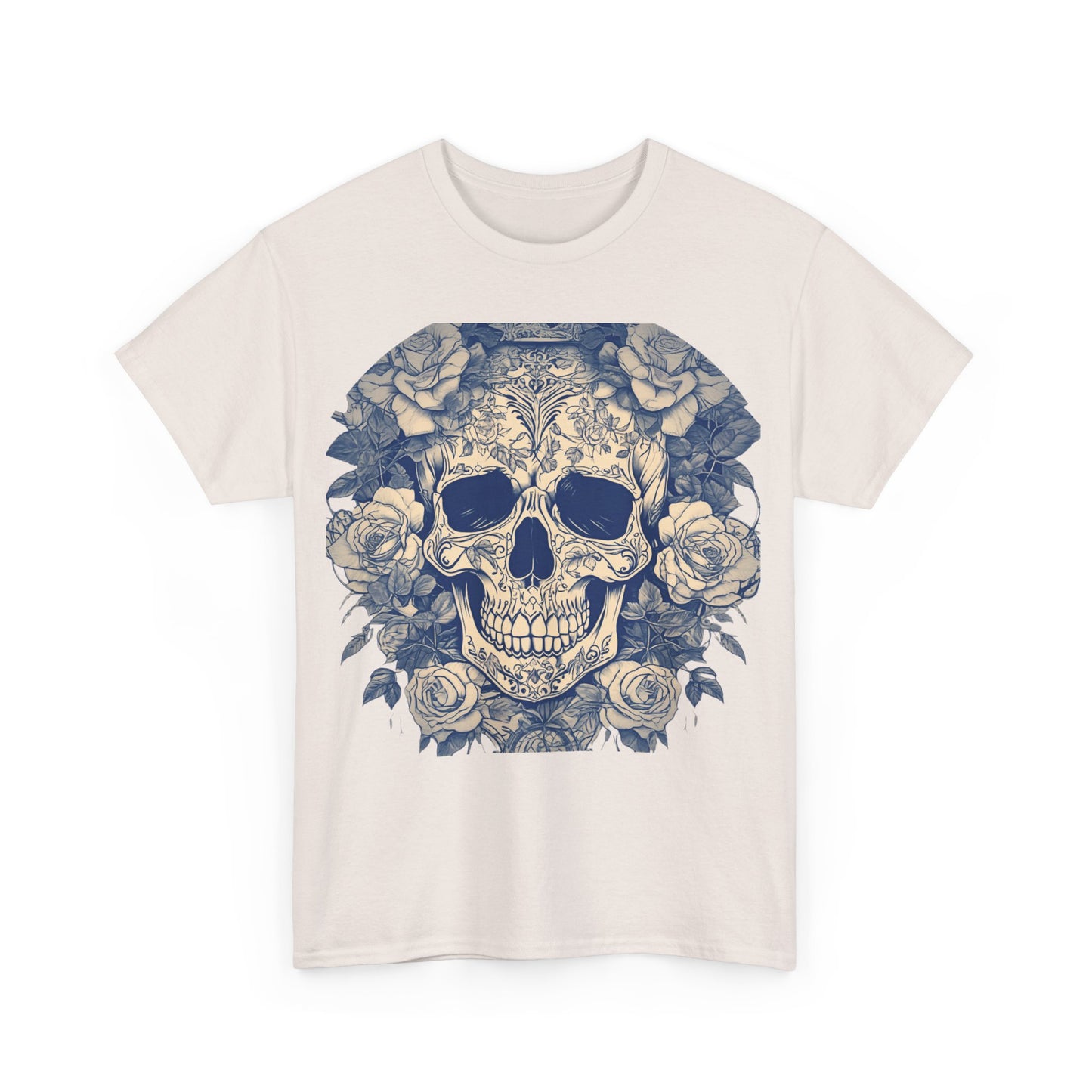 Skulls and Roses Cotton Tee, Unisex Graphic Shirt, 7 color choice