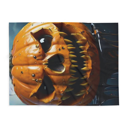 Chic Decorative and Warm Halloween Spooky Arctic Fleece Blanket featuring a stunning jack-o'-lantern design, ideal for adding a touch of elegance to Halloween celebrations.