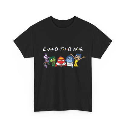 Luxurious unisex graphic tee featuring the popular 'Inside Out Friends' design showcasing vibrant characters symbolizing emotions, perfect for stylish casual wear.