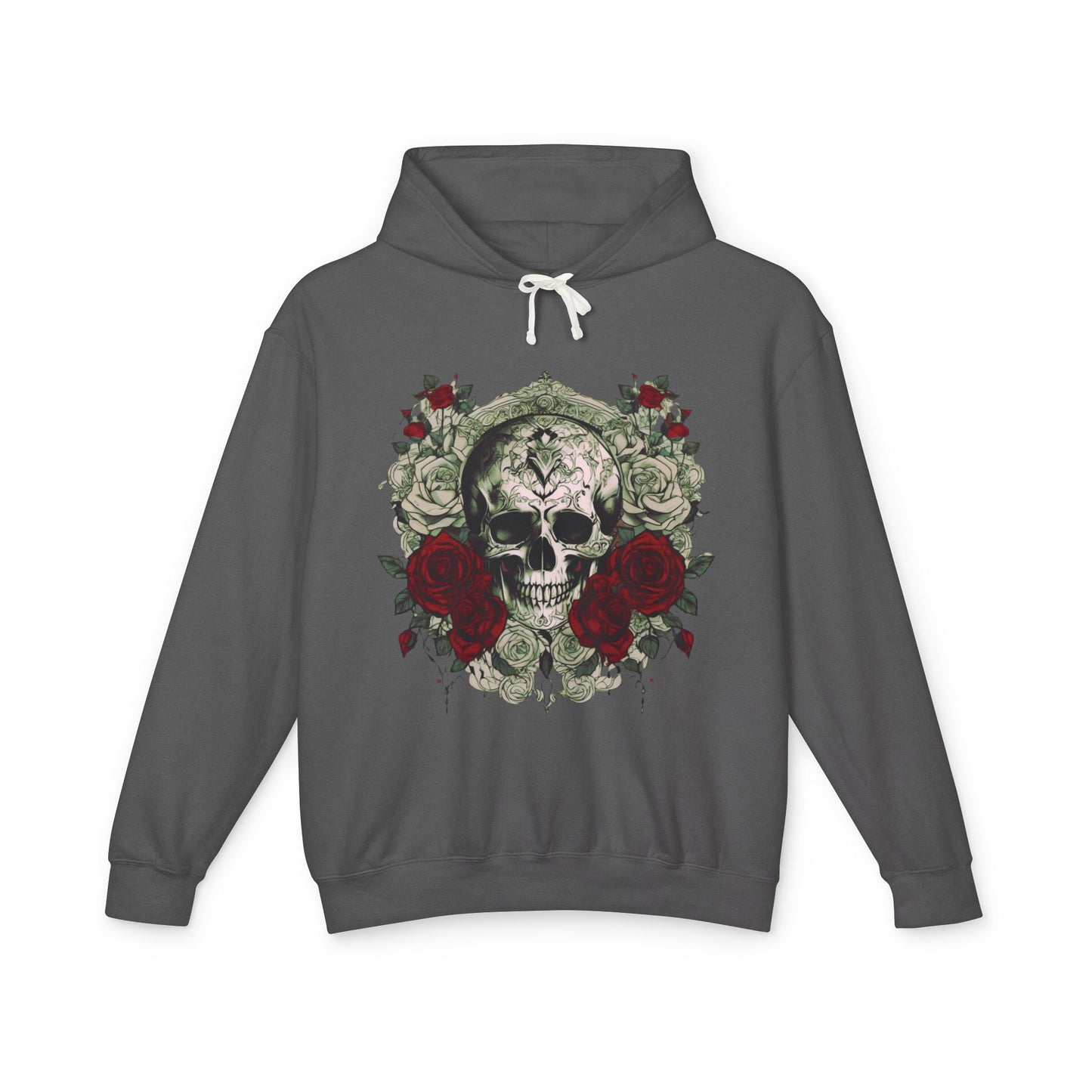 Unisex Lightweight Hooded Sweatshirt unique designer skull and roses