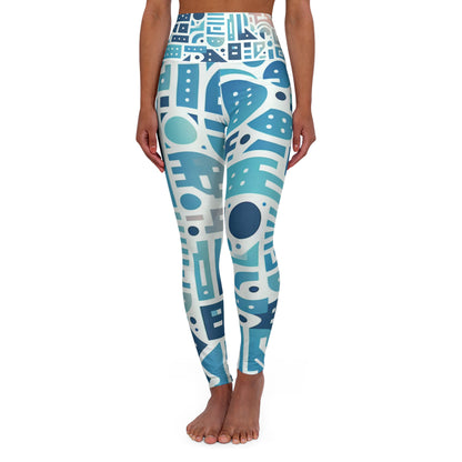 Elara Sinclair Pastel Blue High-Waisted Leggings by Dazzling Dreams Studio, showcasing a modern gradation design ideal for gym and casual wear.