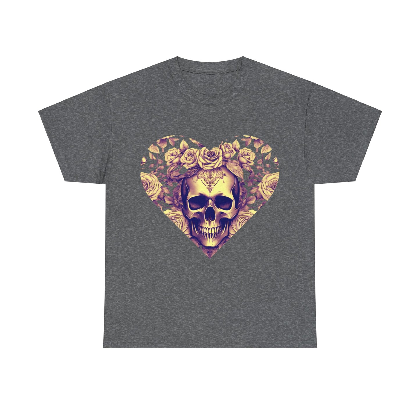 Skulls and Roses Cotton Tee, Unisex Graphic Shirt, 7 color choice