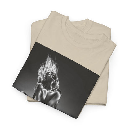 Pure Allure unisex graphic t-shirt featuring an artistic black and white illustration of a confident figure, designed for luxury and style.