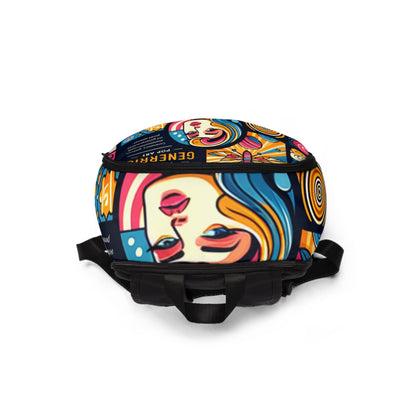 Eye-catching pop art graphics on the Fusion Simplicity Canvas Backpack by Dazzling Dreams Studio, showcasing a blend of creativity and luxury for trendy outings.