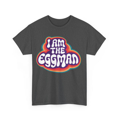 I Am The Eggman Graphic T-Shirt in heather grey, artfully designed with a striking graphic, inviting creativity and personal expression.