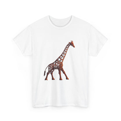 Front view of the Stylish Unisex Giraffe Graphic Tee in white, displaying a beautifully intricate giraffe design against a clean background.