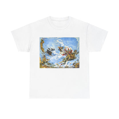 Discworld The Light Fantastic Graphic Unisex Tee Shirt in pristine white featuring a stunning depiction from Terry Pratchett's Discworld, perfect for fans.