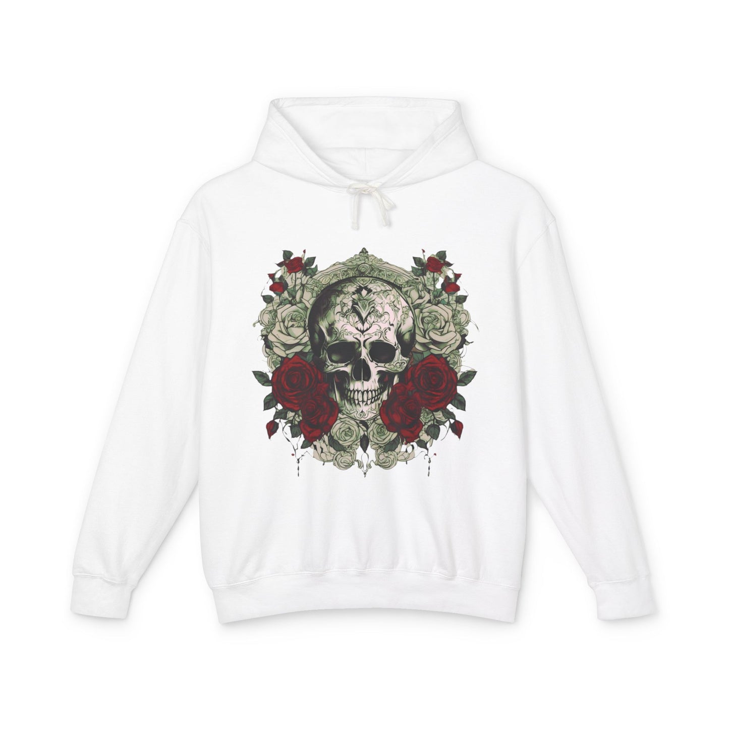 Unisex Lightweight Hooded Sweatshirt unique designer skull and roses