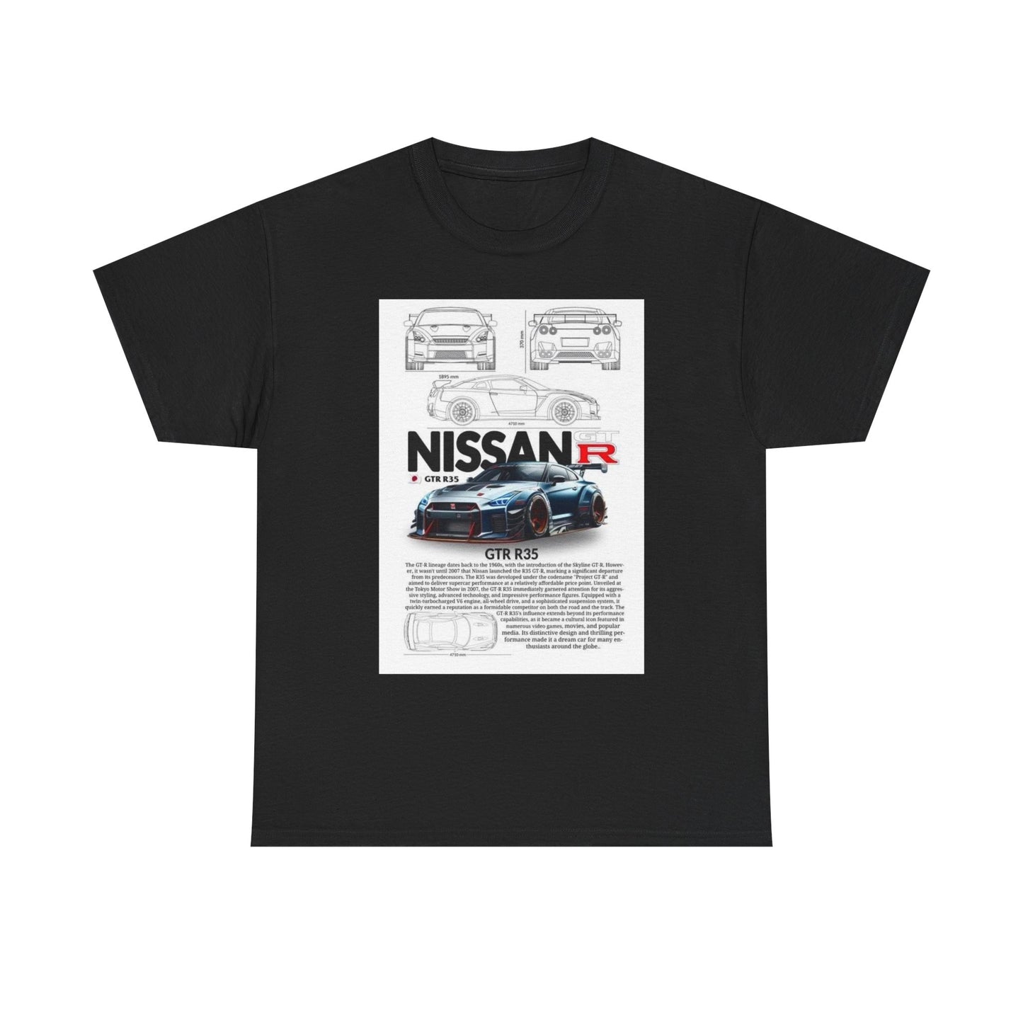 Nissan GTR R35 T-Shirt Men's Womens Technical Illustration Car Design Unisex Tee