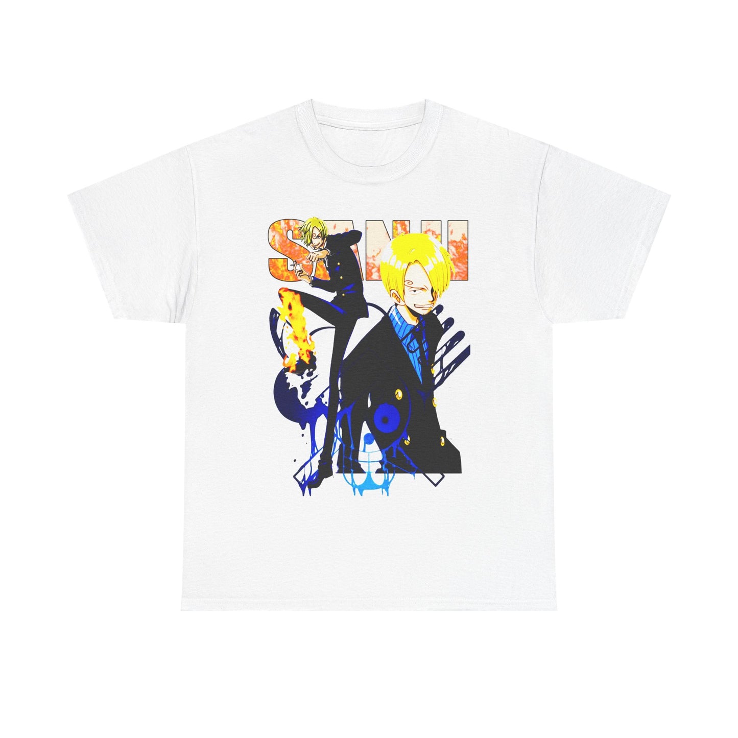 Elegant white anime-themed t-shirt adorned with a striking illustration of a character in a sophisticated pose, ideal for anime aficionados.