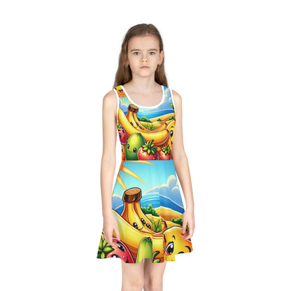 Lulu Vanworth Girls Summer Sundress by Dazzling Dreams Studio, elegantly displayed to highlight its soft fabric and cheerful design, perfect for carefree summer days.