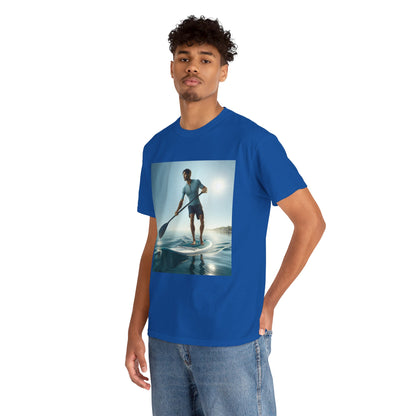 Delightfull Paddle Board Adventure T-Shirt by Dazzling Dreams Studio showcasing a premium quality design ideal for water sports enthusiasts.