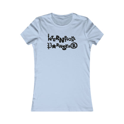 Charming International Star T-Shirt for Women in light blue showcasing the unique playful design with vibrant lettering, perfect for elevating your wardrobe.