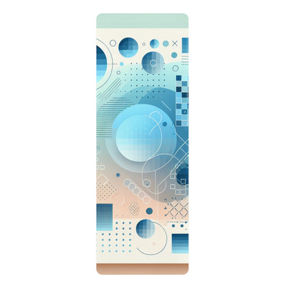 Elegant Sebastian Couture Designer Yoga Mat featuring a pastel blue abstract art design by Dazzling Dreams Studio, perfect for a luxurious fitness experience.