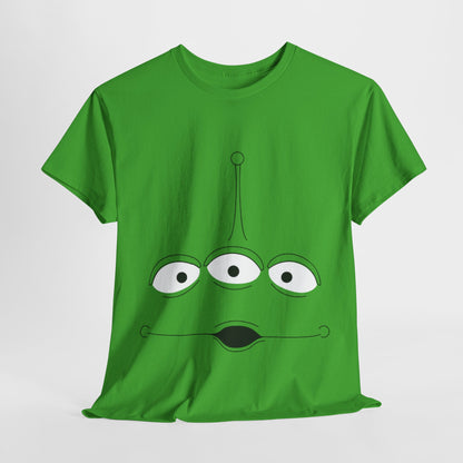 Luxurious Toy Story Alien Unisex Men´s Women´s Graphic T Shirt Tee in vibrant lime green featuring a whimsical three-eyed alien design, perfect for nostalgic fans.